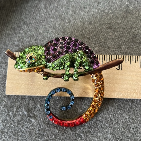 Rhinestone Chameleon Pin/Pendant - Picture 9 of 10